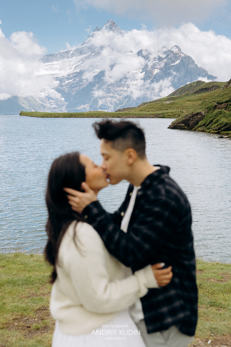 Romantic marriage proposal in Grindelwald with stunning alpine views, Marriage Proposal in Grindelwald, Marriage Proposal in First, Bachalpsee Lake, Marriage Proposal in Switzerland