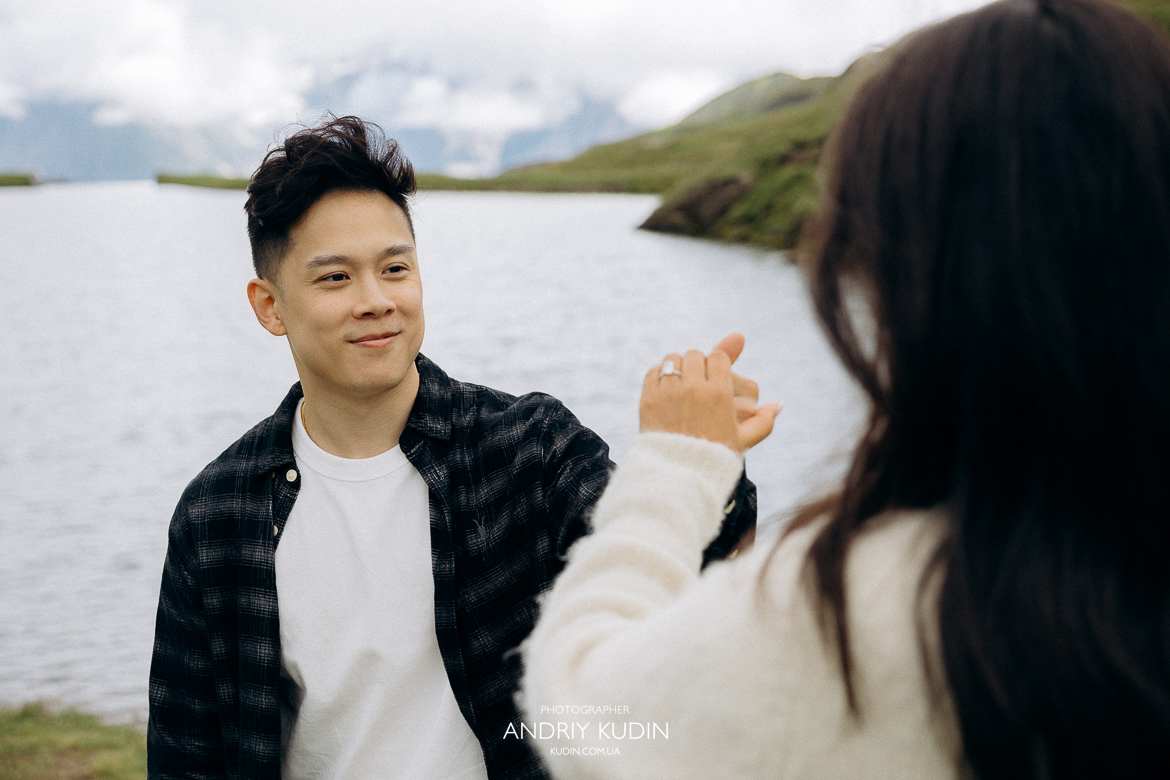 Marriage Proposal in Grindelwald, Marriage Proposal in First, Bachalpsee Lake, Marriage Proposal in Switzerland, Alpine marriage proposal in Grindelwald with Eiger views 