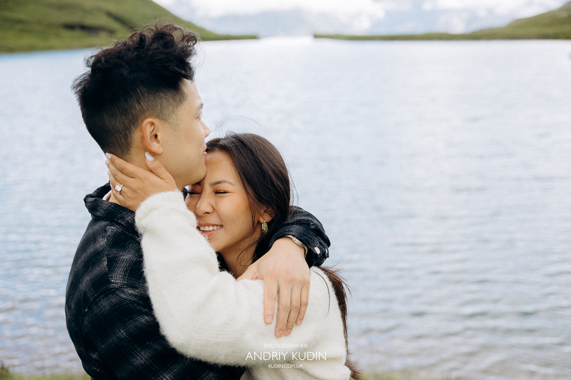 Unforgettable marriage proposal in Grindelwald’s snowy mountains , Marriage Proposal in Grindelwald, Marriage Proposal in First, Bachalpsee Lake, Marriage Proposal in Switzerland