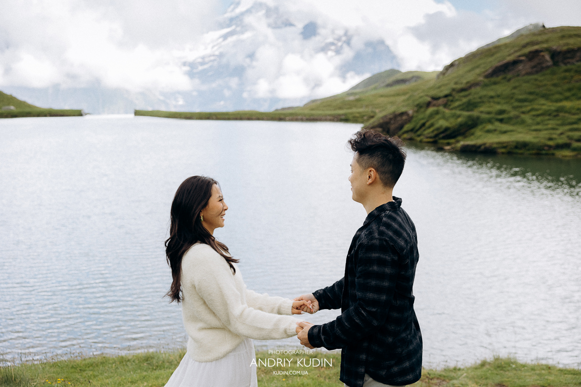 Marriage Proposal in Grindelwald, Marriage Proposal in First, Bachalpsee Lake, Marriage Proposal in Switzerland, Alpine marriage proposal in Grindelwald with Eiger views 