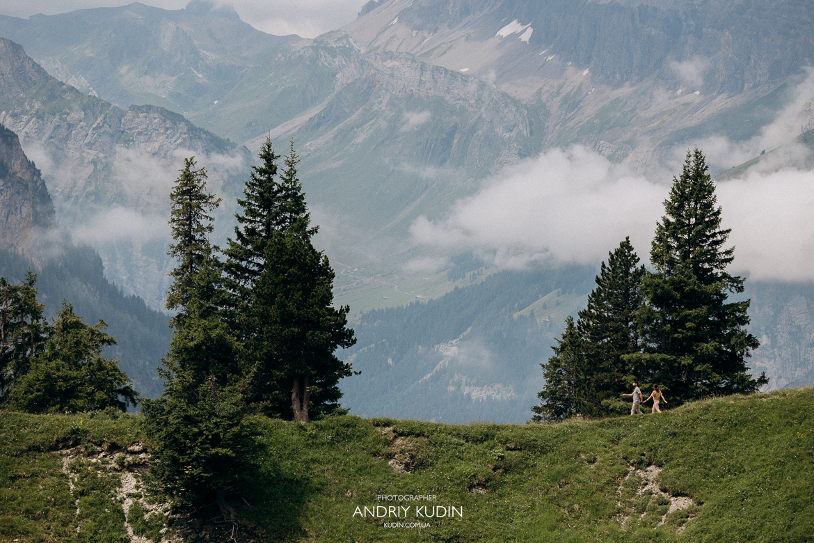 engagement moment at Lake Oeschinen Switzerland