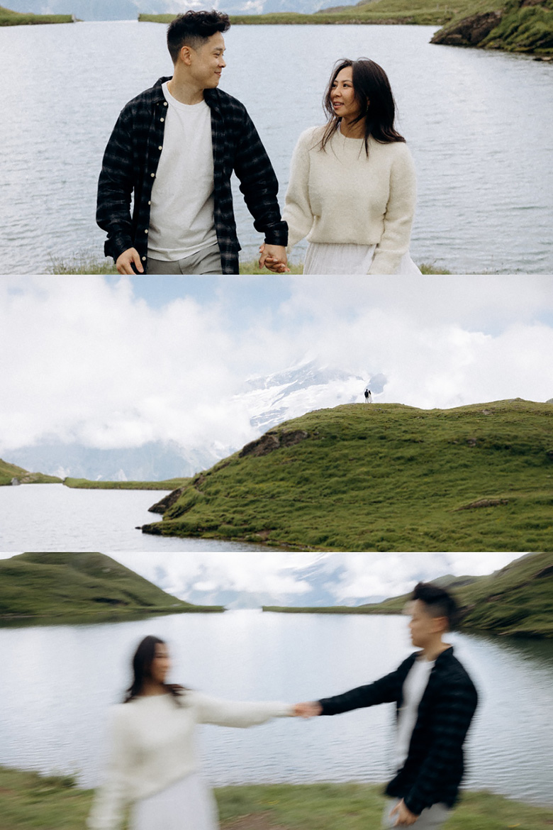 Couple-embracing-during-First-Grindelwald-engagement-shoot 