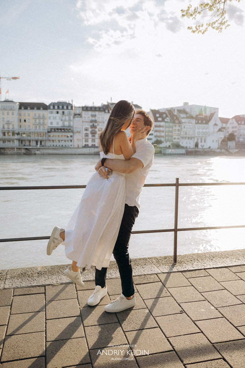 Marriage Proposal in Basel, Switzerland – Golden Hour Photography, Sunset proposal in Switzerland with professional photographer