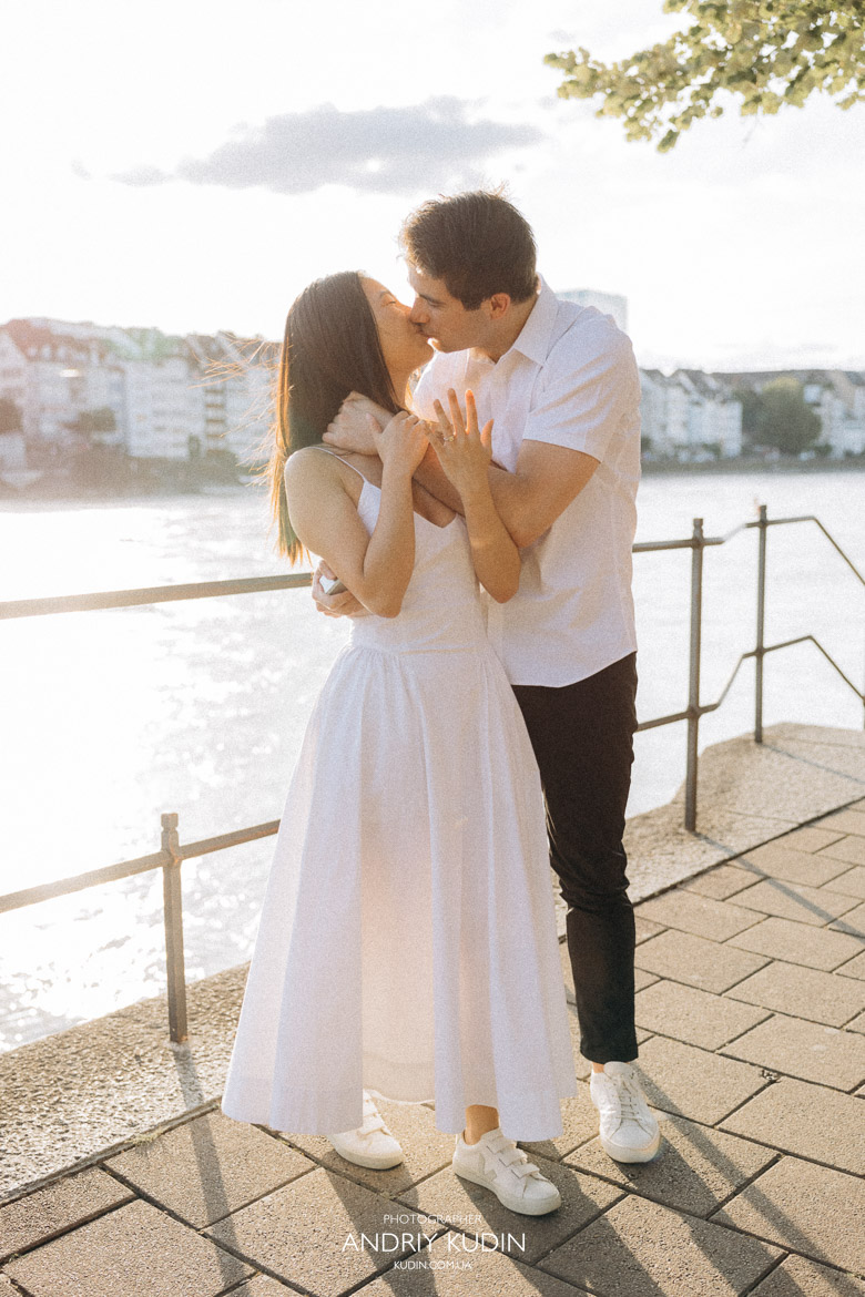 Marriage Proposal in Basel, Switzerland – Golden Hour Photography, Golden hour wedding photography in Basel Switzerland