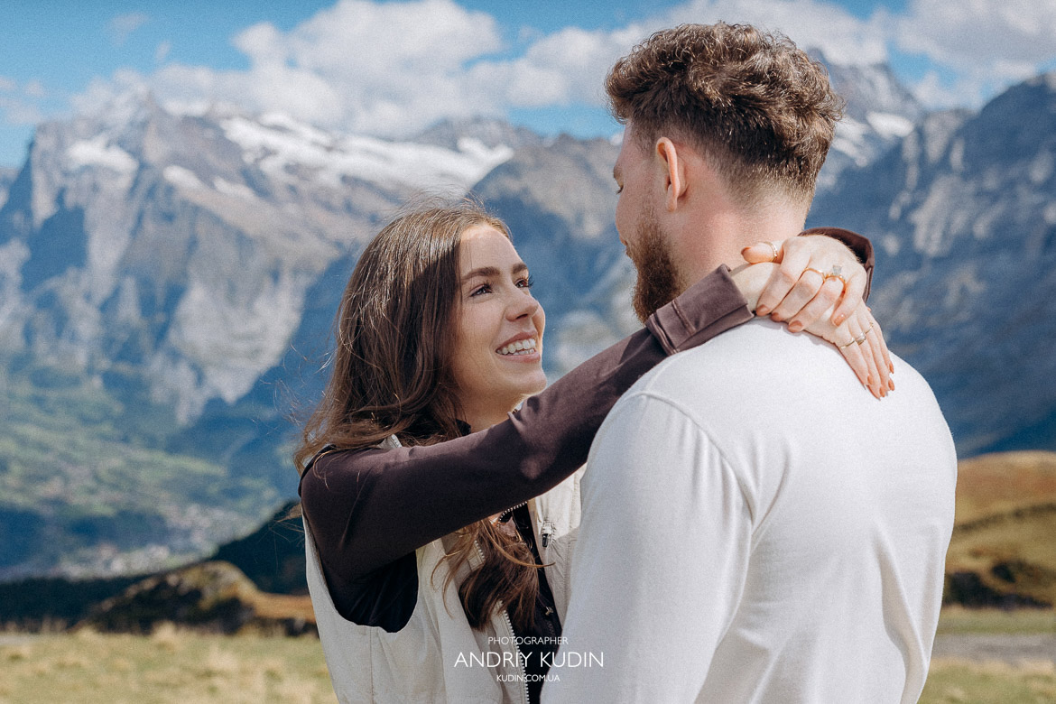 Alpine wedding proposal with panoramic views