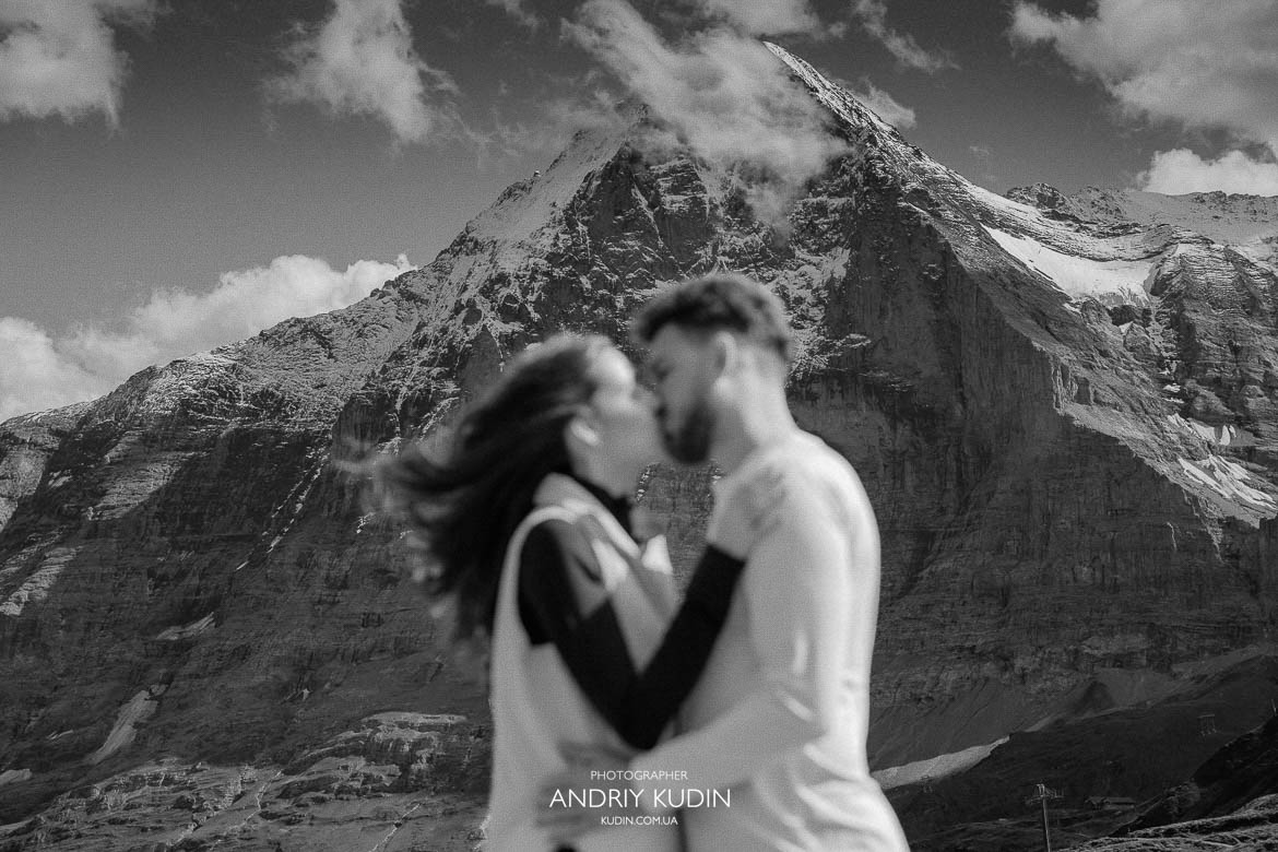 Couple engagement at Jungfrau mountain Switzerland