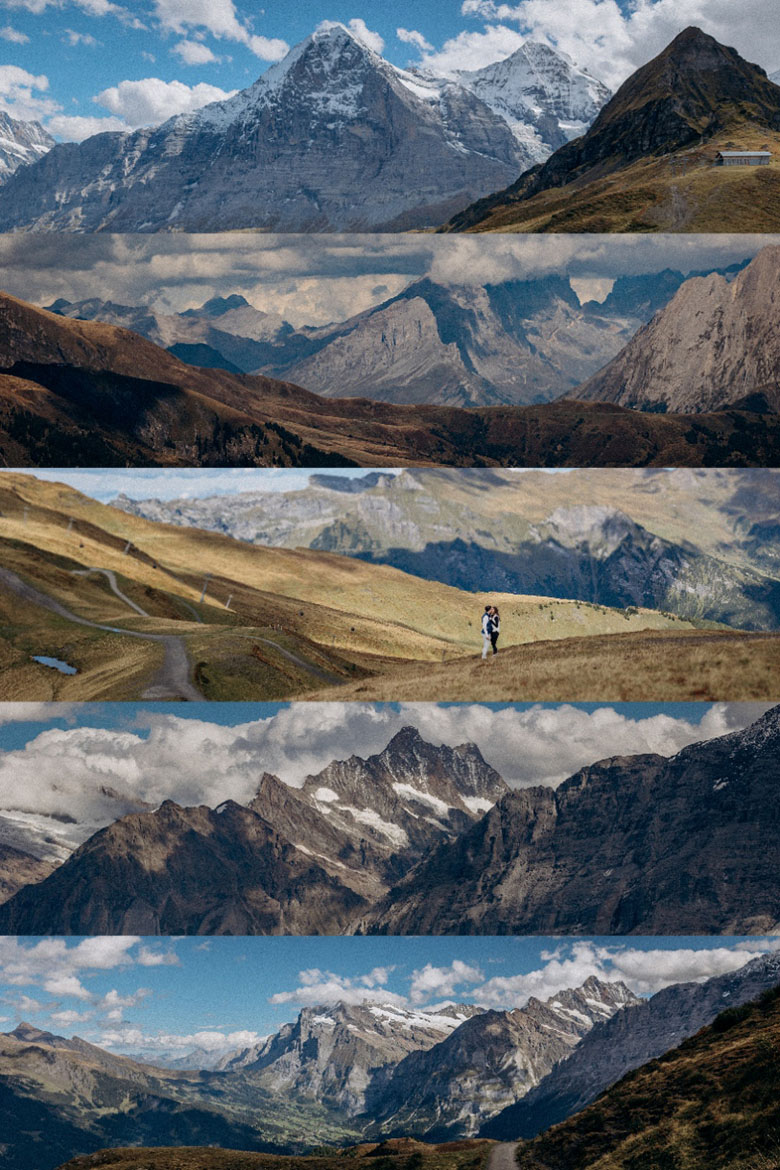 Couple proposal on mountain top Switzerland