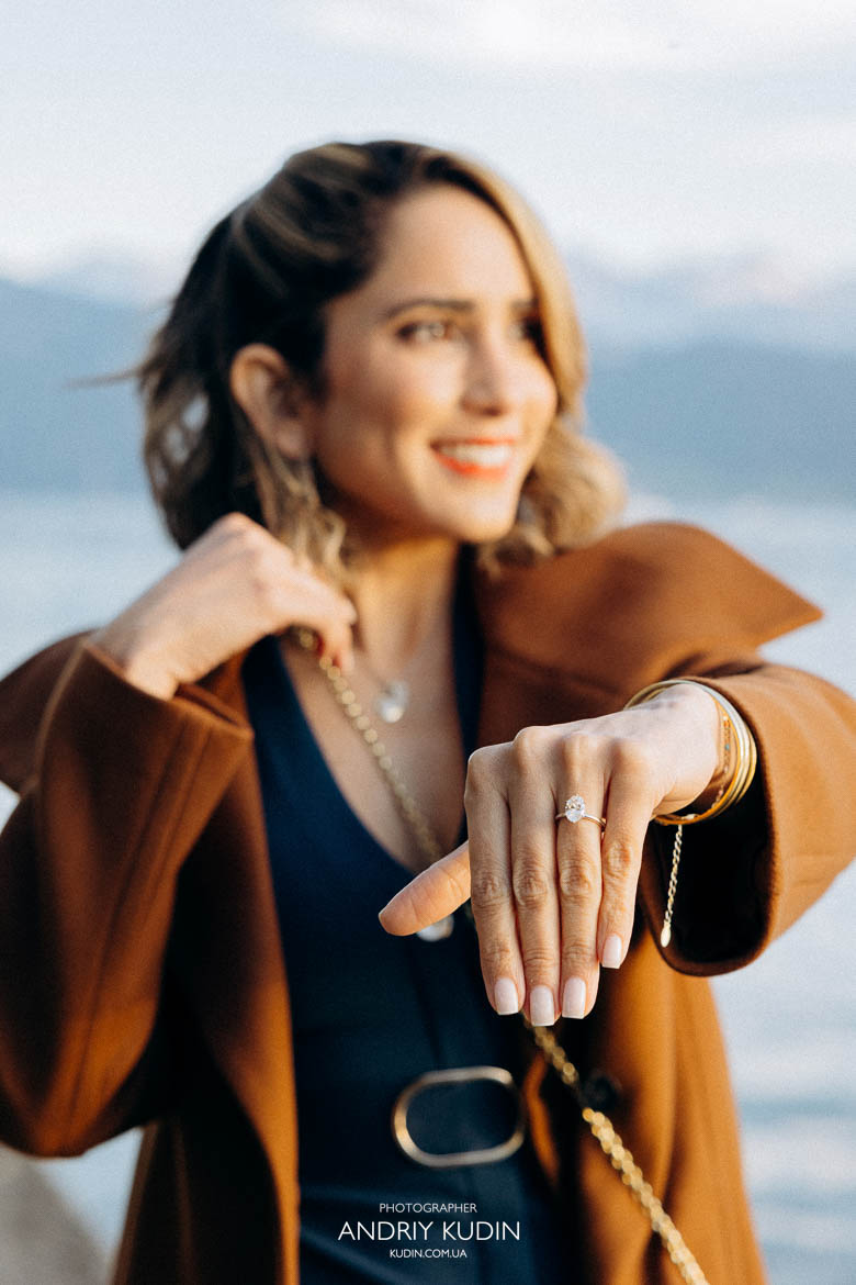 Elegant engagement proposal at Lake Zurich pier