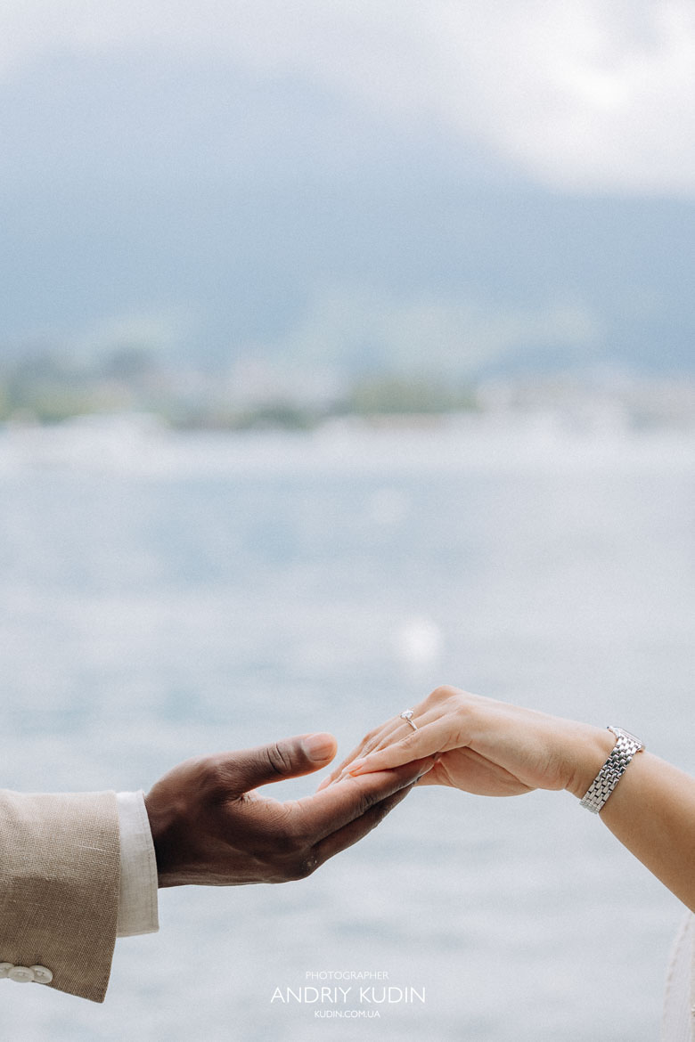 Engagement ring close-up with Lake Zurich in soft focus, propose in zurich, zurich proposal, propose in switzerland