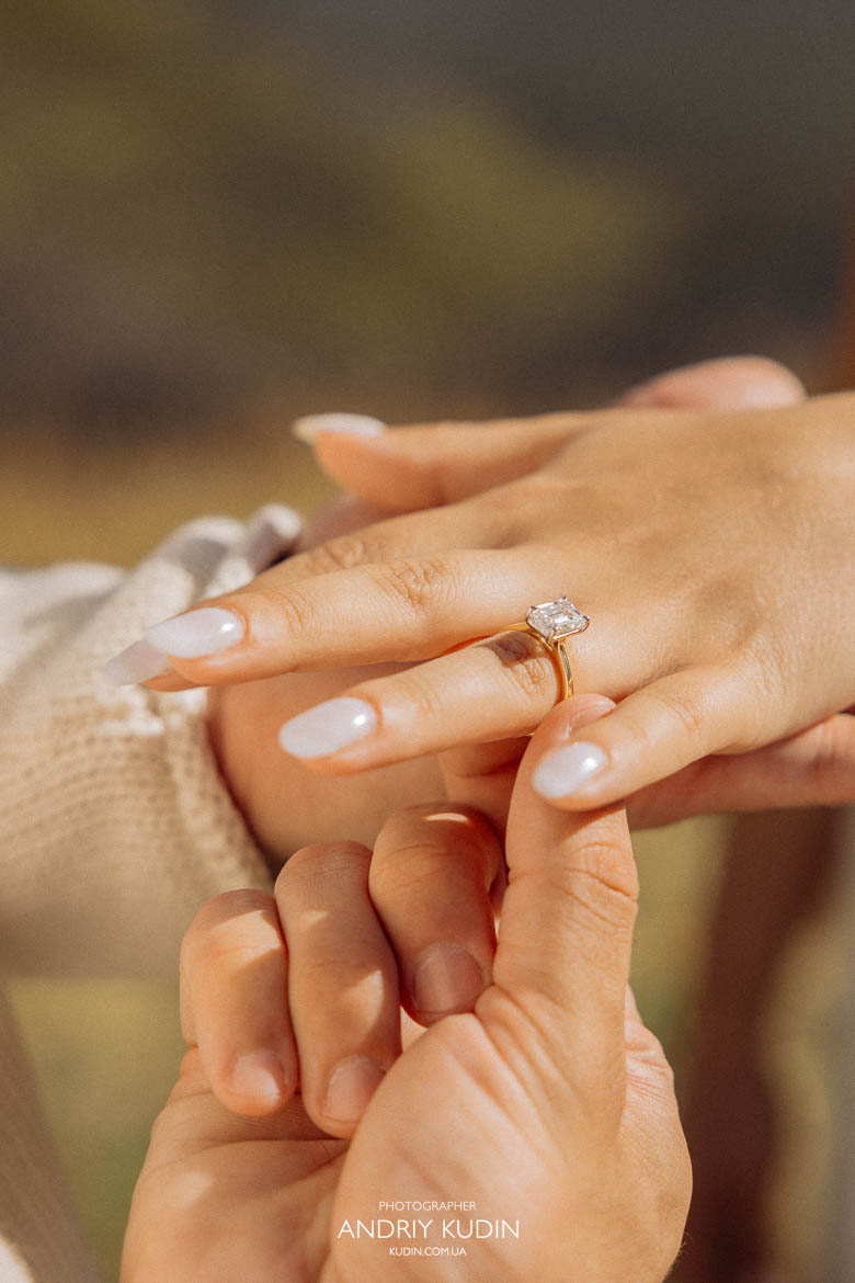 Romantic lakeside proposal in the Swiss Alps at sunset