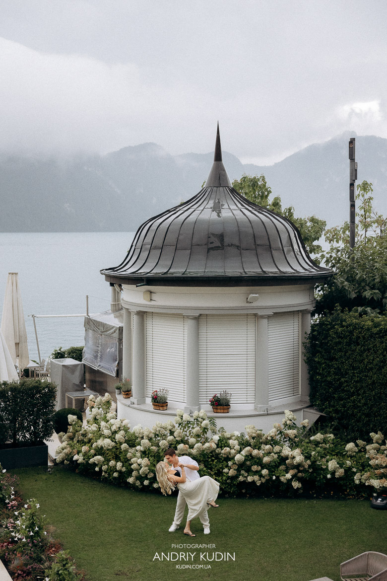 Engagement Proposal in Switzerland, Couple celebrating engagement at Park Hotel Vitznau