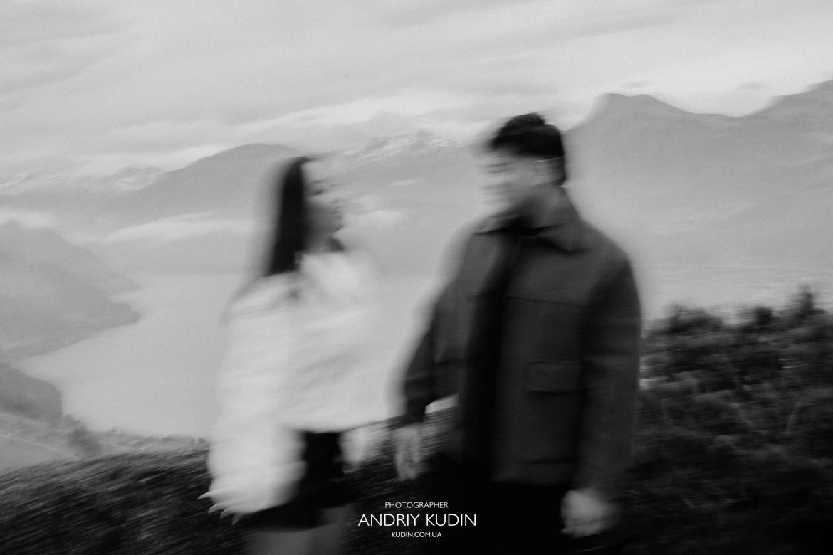 Proposal at Lake Lucerne during golden sunset light