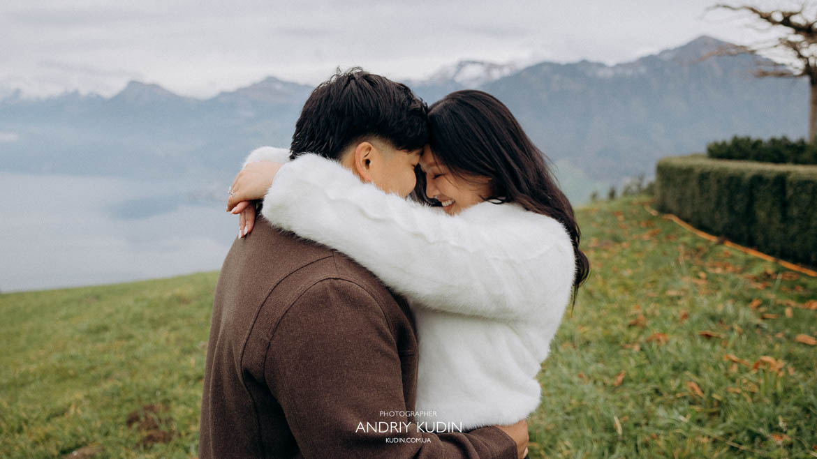 Scenic proposal location in Switzerland with mountain views