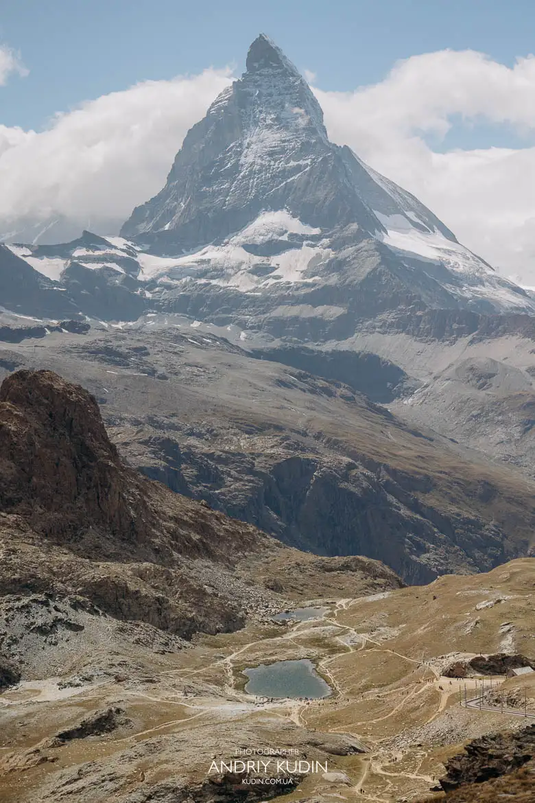 Zermatt proposal photo with iconic Matterhorn peak in summer