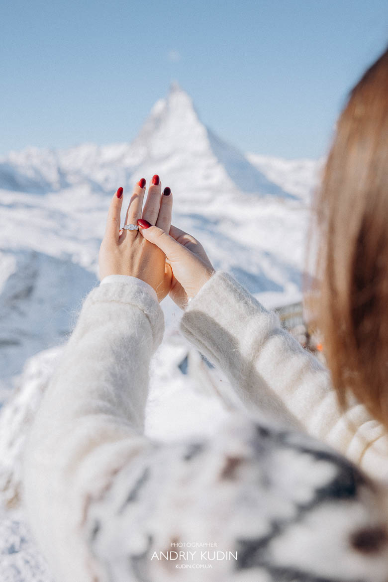 A secret proposal in zermatt at the Riffelalp resort viewpoint.
