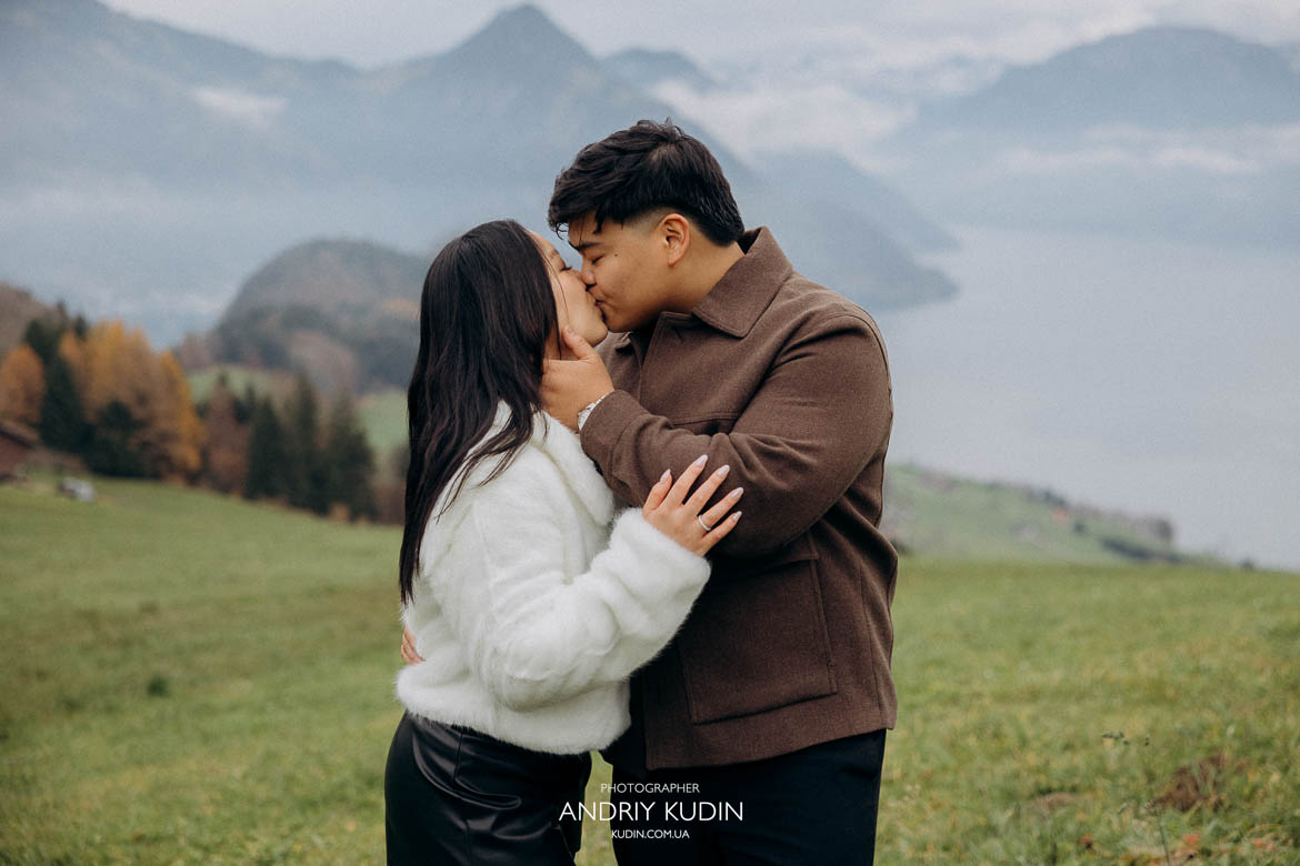 switzerland proposal spots lake lucerne with peaceful water, lucerne proposal photography session at sunset