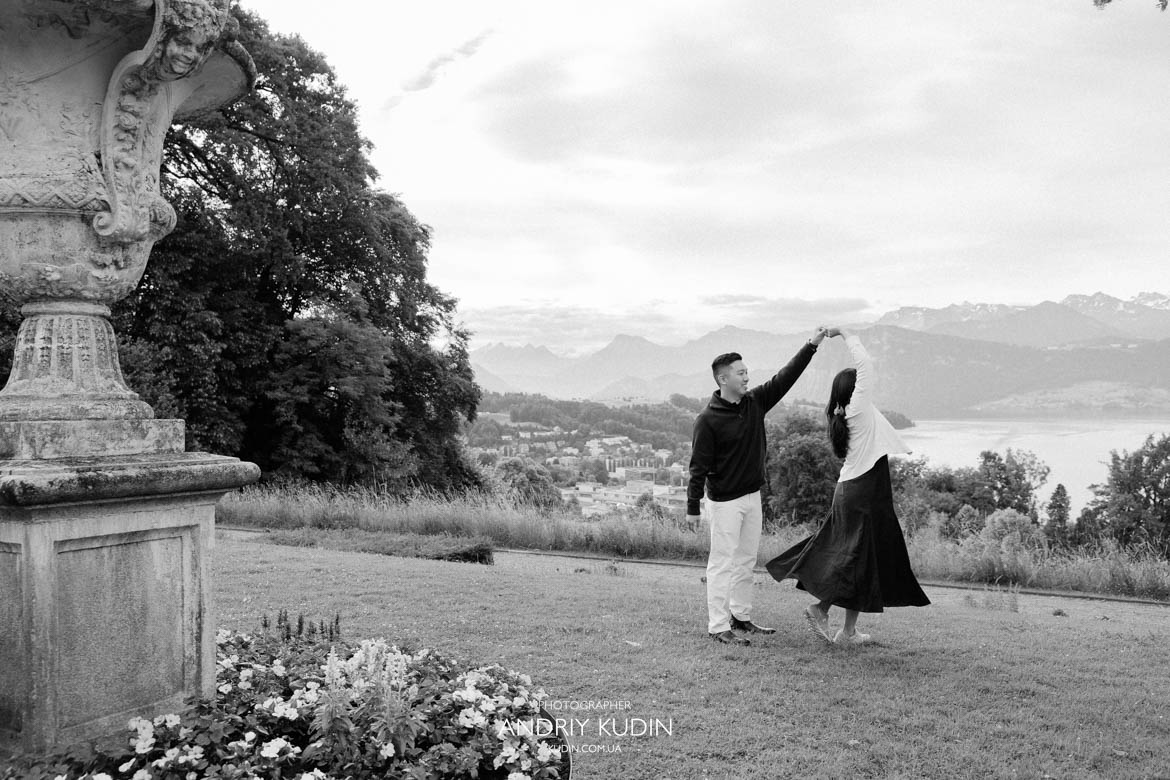 Emotional reaction of a woman as her partner proposes during a morning session in Lucerne. Emotional reaction of a woman as her partner proposes during a morning session in Lucerne.