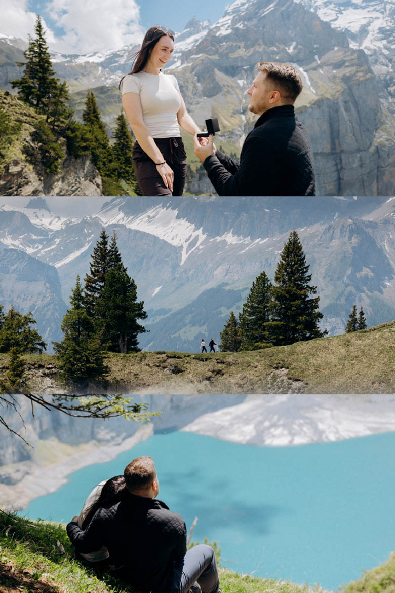 Beautiful proposal location in Switzerland at Oeschinensee