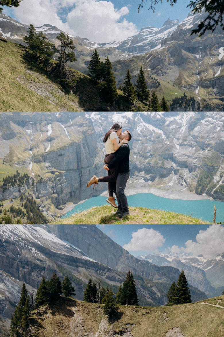 Romantic mountain proposal captured by Switzerland proposal photographer