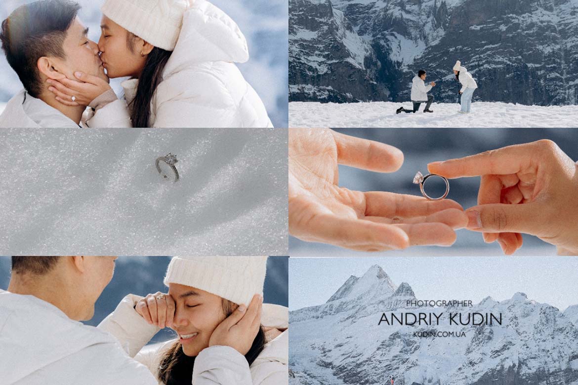 Proposing on the famous First Cliff Walk — a suspension walkway clinging to the side of the mountain — makes for a dramatic and unforgettable swiss alps proposal
