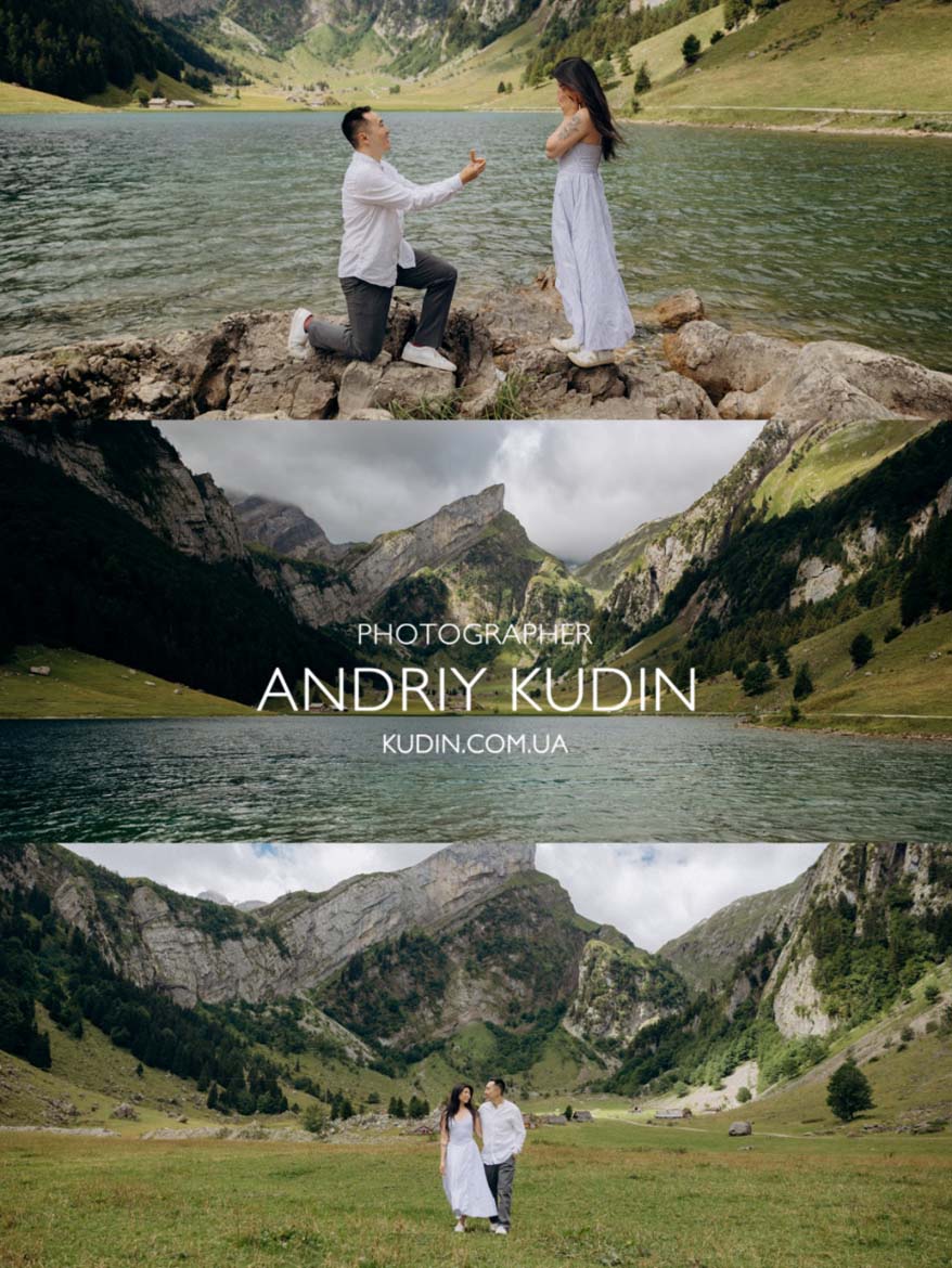 switzerland proposal photographer, Summer Engagement Photoshoot at Seealpsee