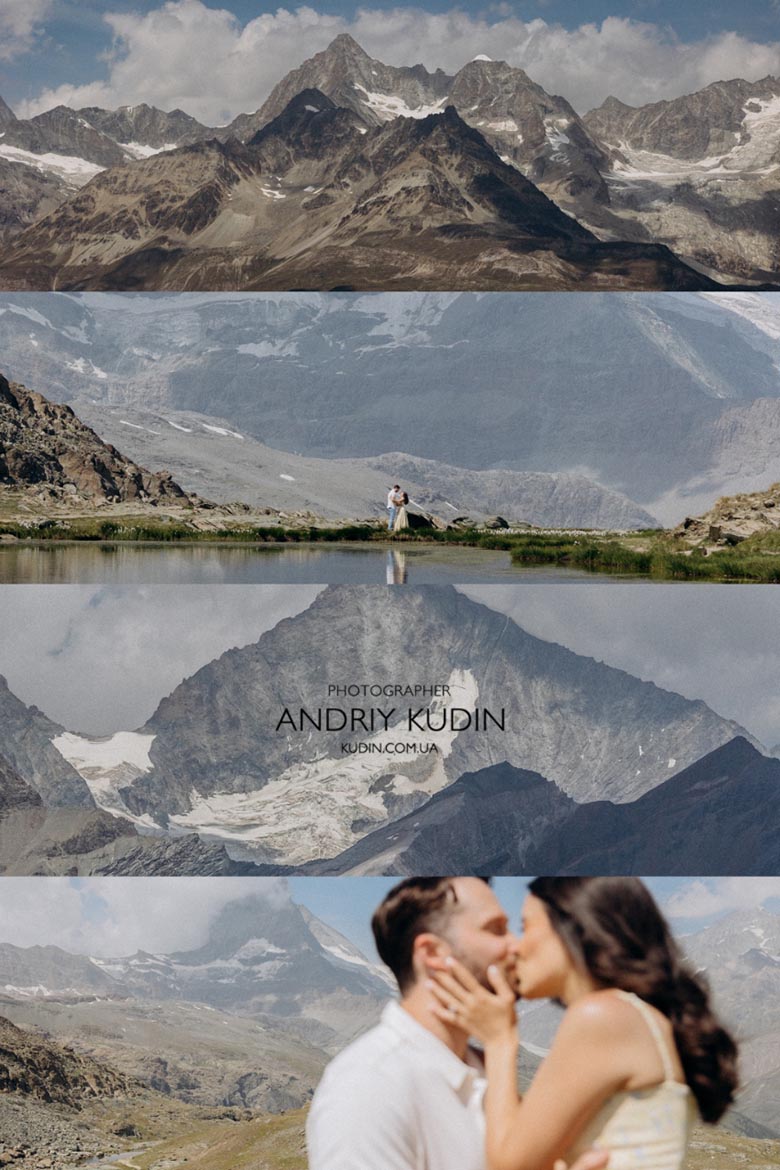 Zermatt engagement photoshoot beside the iconic alpine lake. Riffelsee is world-famous for its Matterhorn reflection Zermatt engagement photoshoot beside the iconic alpine lake. Riffelsee is world-famous for its Matterhorn reflection