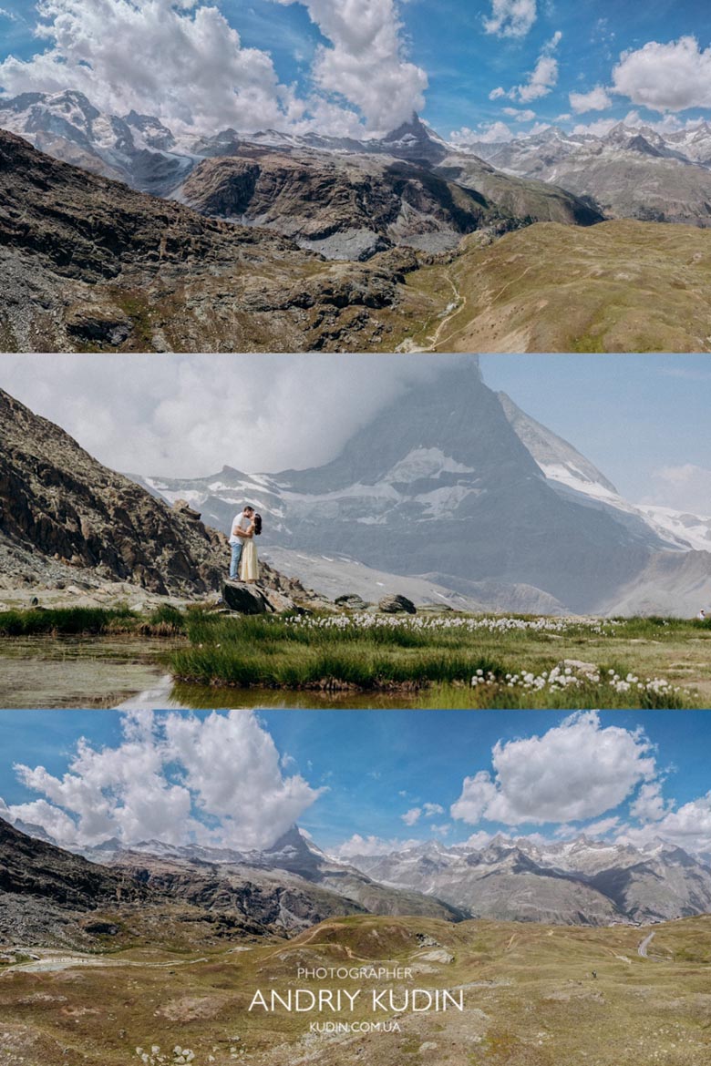 Proposal photographer Zermatt photographing a couple above the clouds. Switzerland proposal photographer documenting a Matterhorn proposal. Proposal photographer Zermatt photographing a couple above the clouds. Switzerland proposal photographer documenting a Matterhorn proposal.