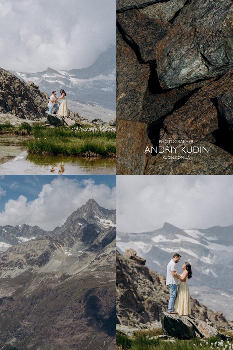 Proposal planning and photography Zermatt with iconic Matterhorn views. Best photo spots for proposal in Zermatt at Gornergrat viewpoint.