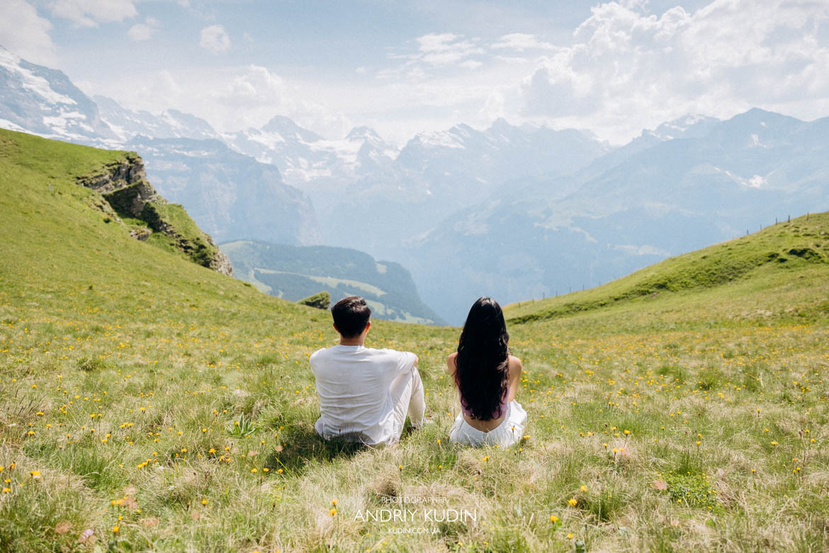 Switzerland proposal spots with breathtaking panoramic views. Swiss Alps proposal in peaceful mountain surroundings.