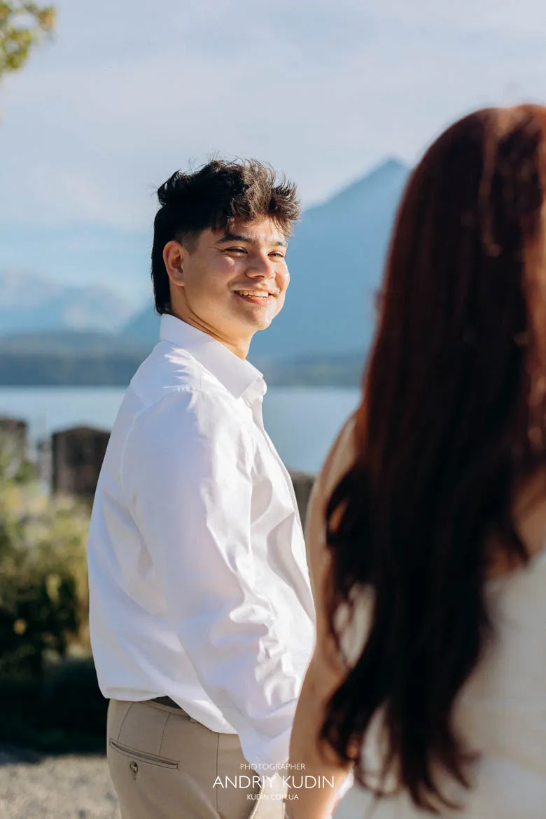 Engagement session at Schloss Oberhofen by switzerland proposal photographer.