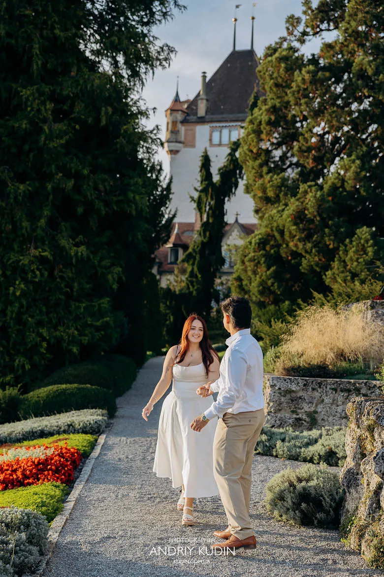 Schloss Oberhofen proposal photographer switzerland engagement session.
